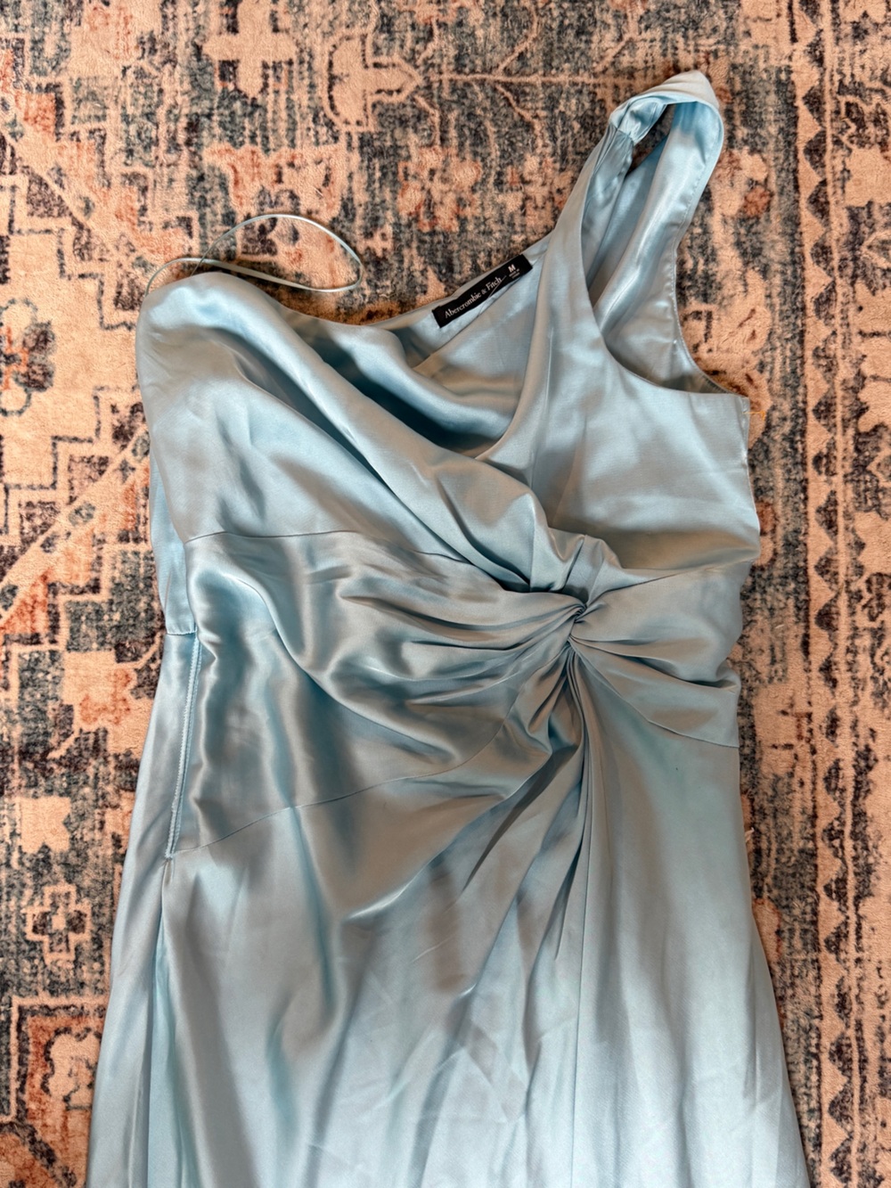 Abercrombie & Fitch NWT Blue Satin One Shoulder Midi Dress Wedding Guest Medium - Picture 6 of 10